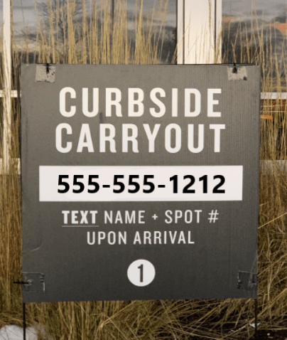 Curbside pickup SMS sign